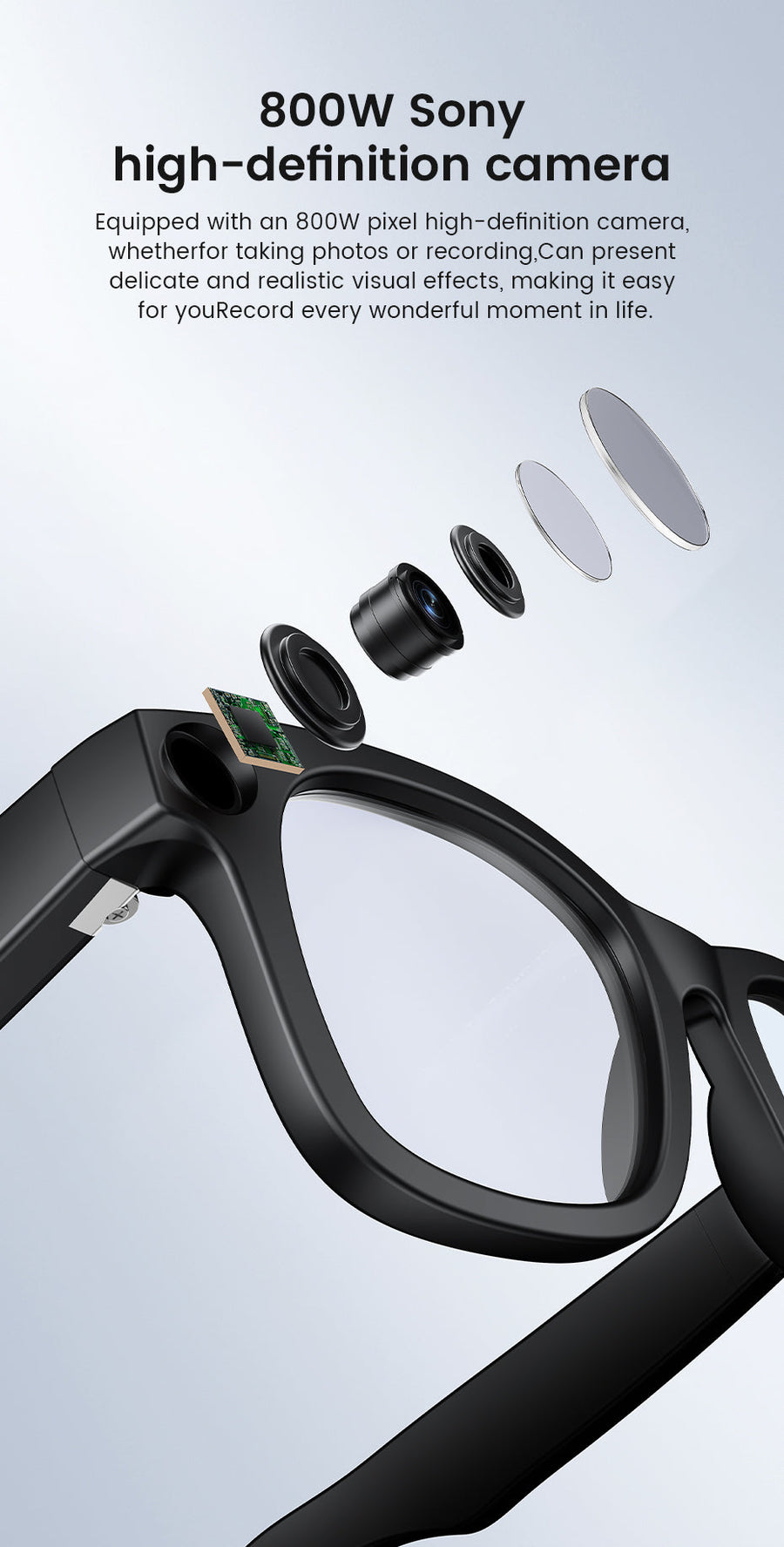 [GOLD] CyanVue AI Smart Glasses – 8MP Camera Glasses with Music & Call Features