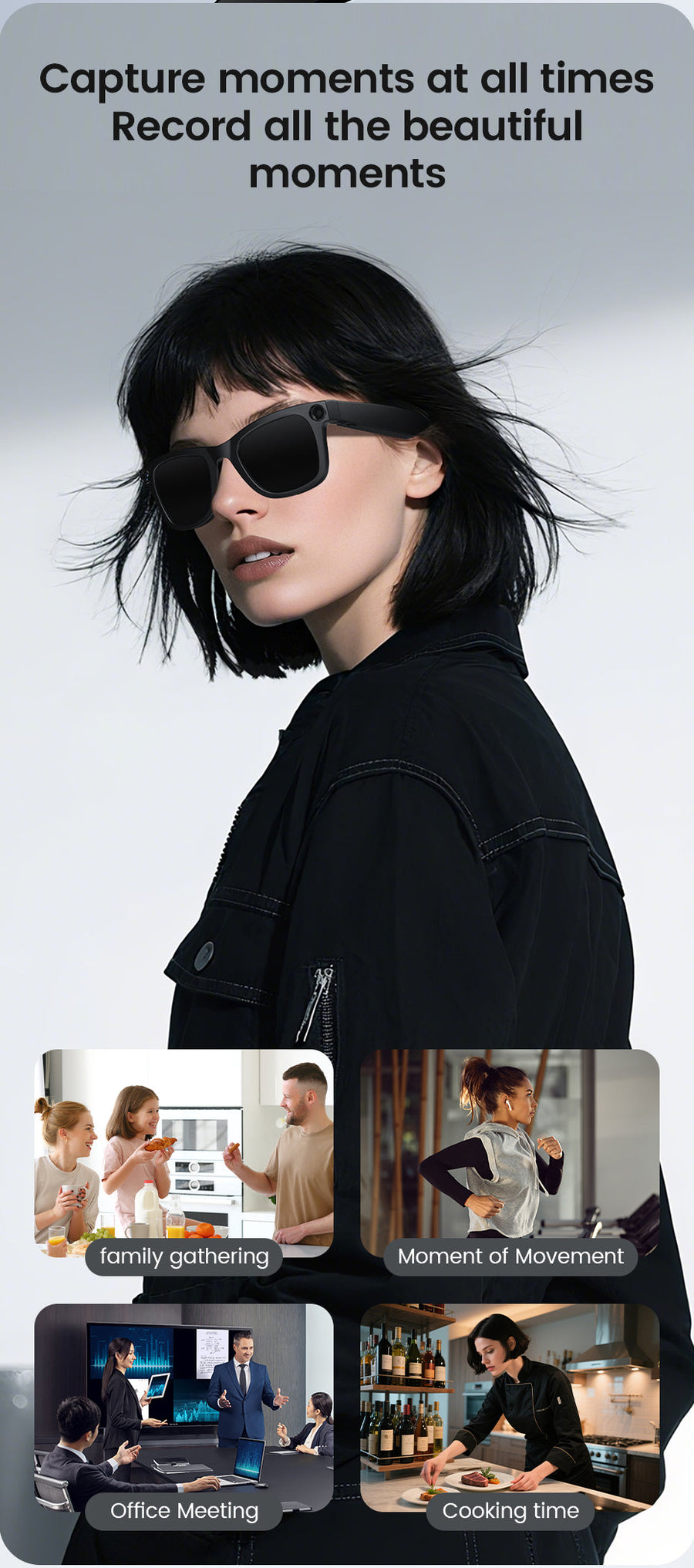 [GOLD] CyanVue AI Smart Glasses – 8MP Camera Glasses with Music & Call Features