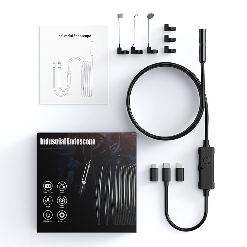 [GOLD] FlexScope Pro – Plug & View Inspection Cam with 5M Bendable Cable and Swappable Tool Tips