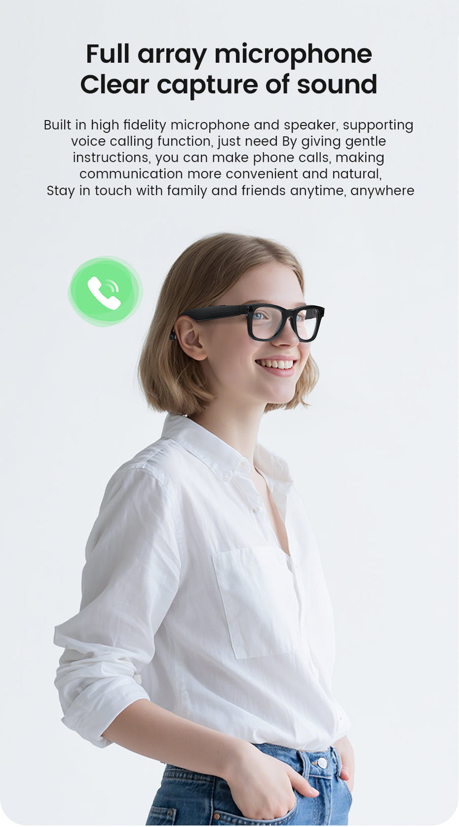 [GOLD] CyanVue AI Smart Glasses – 8MP Camera Glasses with Music & Call Features