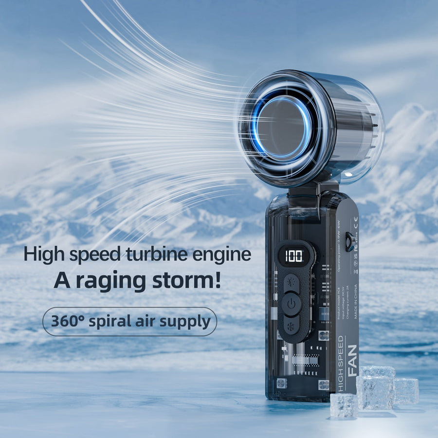 [GOLD] IceRush Turbo – Handheld Fan with Instant Cooling Plate & LED Light