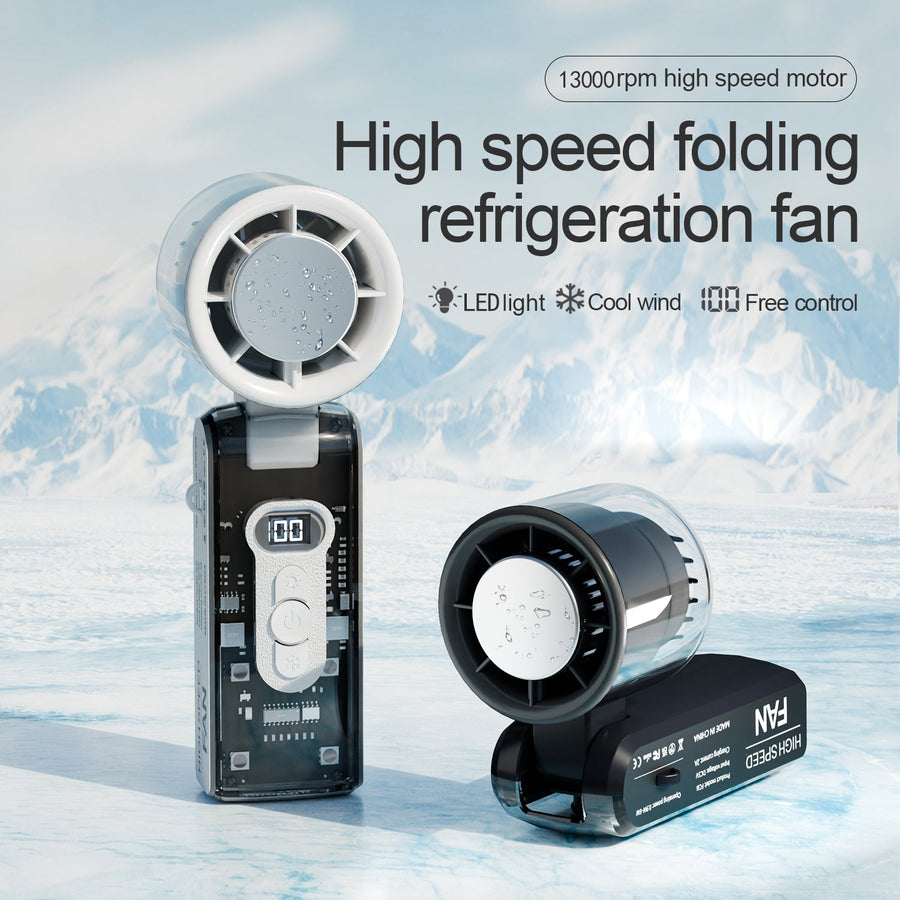 [GOLD] IceRush Turbo – Handheld Fan with Instant Cooling Plate & LED Light