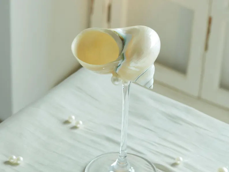 Verre à vin naturel en conque,Verre à vin de mariage sur la plage,Verre coquillage